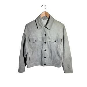 Brunello Cucinelli Mint Green Suede Leather Pocket Jacket Green Women’s Size 40